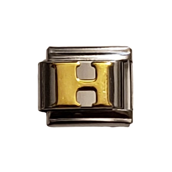 Italian Charm Bracelet Alphabet Letter Link - LETTER "H" - Picture 1 of 1
